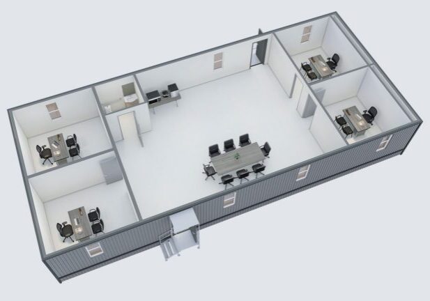 Double-wide portable office layout top-down view